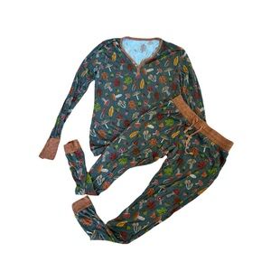 Little Sleepies Woodland Bamboo Pajama Set Forest Animals Pants Bottom Top XS